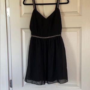 Silver Beaded Black Dress